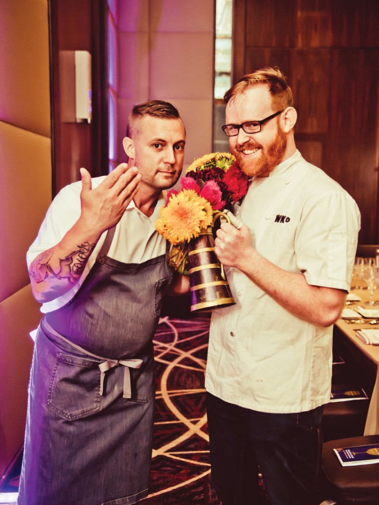 Bryan Voltaggio of Volt, Aggio and Family Meal stops to smell the flowers with Woodberry Kitchen’s Opie Crooks