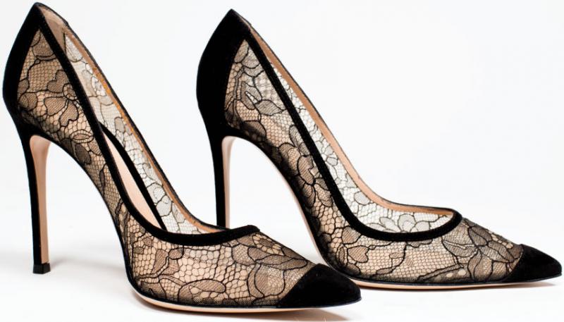 HEEL! The Gianvitto Rossi black lace dress heel is the kind of shoe that could turn a dreaded holiday gathering into an affair to remember. $795, at Ruth Shaw in Cross Keys.