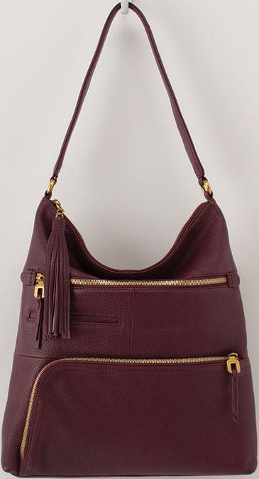 WINE SNOB The Flint shoulder bag (in wine) is a practical pick for almost any fashion-savvy woman who works 9 to 5. Goes from day to evening in a zip. $238, at Hobo in Annapolis.