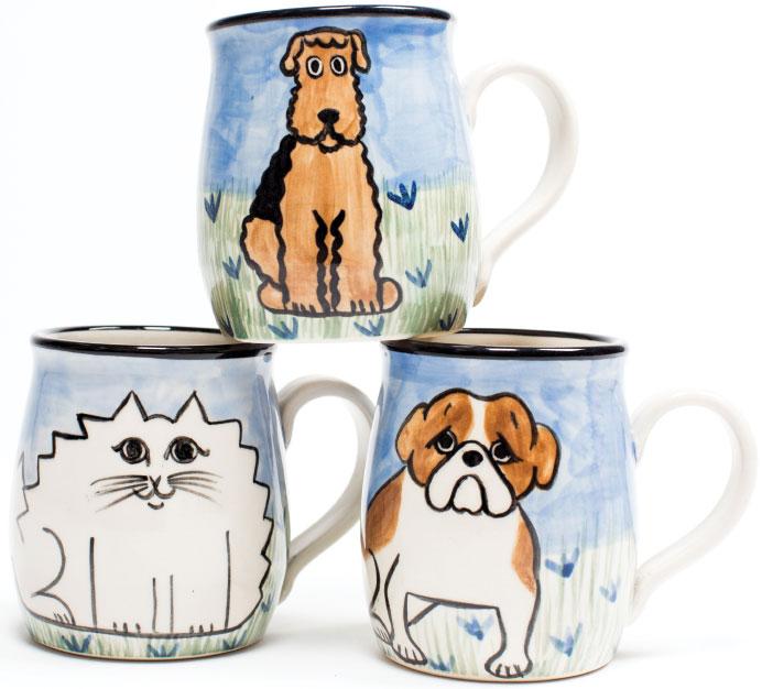 MEOW! Artistic mugs for the animal lovers at your coffee table. $27 each, at Paws pet boutique in Annapolis.