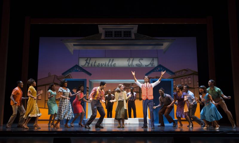 Julius Thomas III as Berry Gordy (center right) & Cast during the first national tour. (C) Joan Marcus, 2015. 