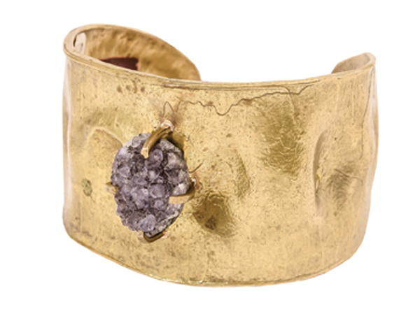 Drusy Bracelet, $300 “This pretty cuff is for my sister, who makes jewelry and looks great in gold.” Emporium Collagia. 