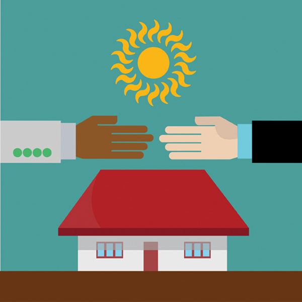 Concept Illustration of hands shaking in real estate agreement