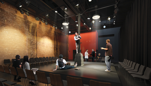 The newly created 99-seat theater for staging innovative programming; 