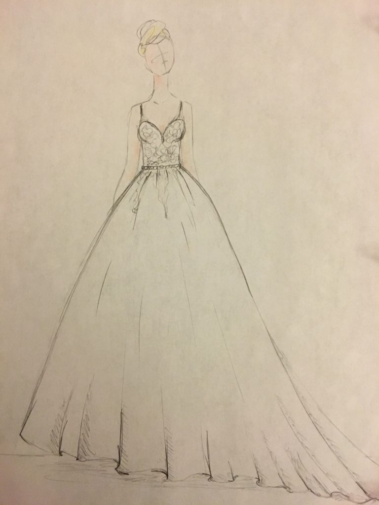 The preliminary design for Meredith's dress. 