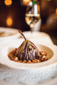 There's always room for a wine-poached pear. 